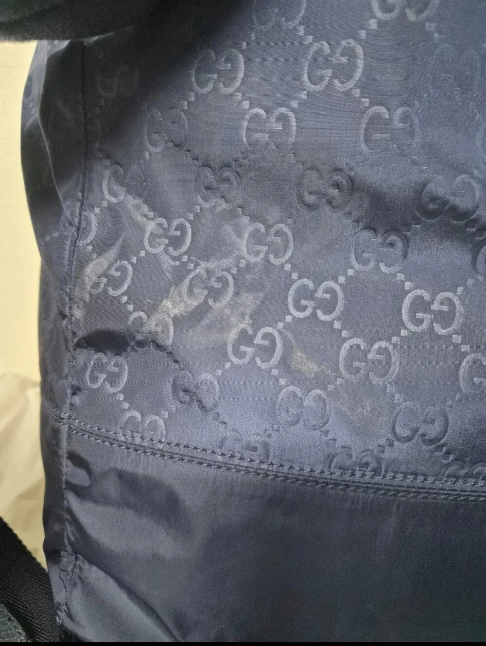 Authentic Gucci Blue Guccissima Nylon and Leather Light Backpack
